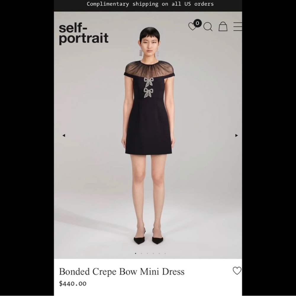 Self Portrait Crepe Mini Dress with Bow Detail